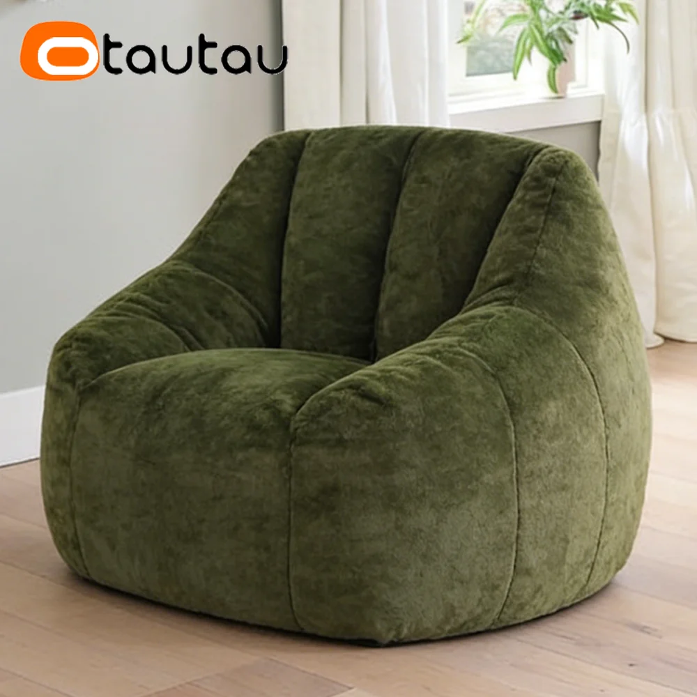 

OTAUTAU Bean Bag Cover Fluffy Faux Fur Pouf Armchair Beanbag Cover Winter Christmas SF586【No Filler!Please Buy Filler Yourself!】