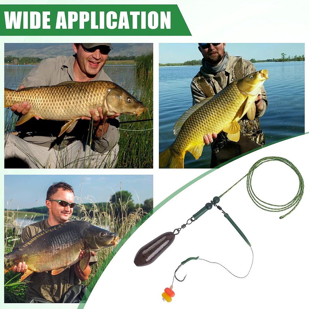 6Pcs Pre tied Carp hooks with Leadcore wire Leader 80g Carp Fishing weight Chod Helicopter Rigs Carp Fishing Tackle