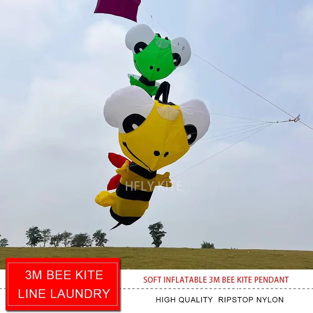 HFLY New Arrival Soft Inflatable 3m Bee Kite Line Laundry for Adults High Quality Ripstop Nylon Show Kite Pendant