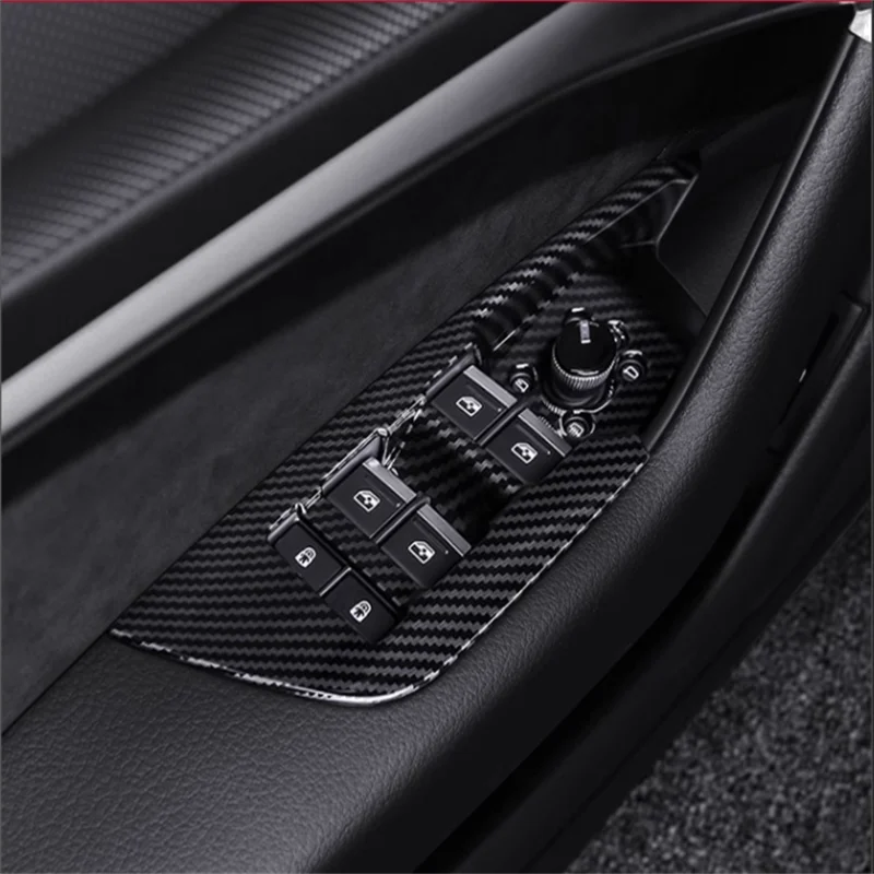 لأودي A6 C8 A7 2019 - 2023 LHD السيارات التصميم الداخلي الجانب الداخلي مقبض باب السيارة سحب غطاء وعاء نافذة التبديل التحكم الكسوة #6