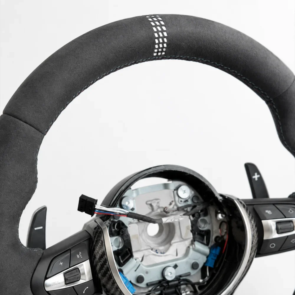 

For BMW M Series Suede Steering Wheel With White Center Mark X1 F48 X3 F25 X5 F15 F20 F22 F30 F33 F34 F80 E90 E70 E84 M3 M5