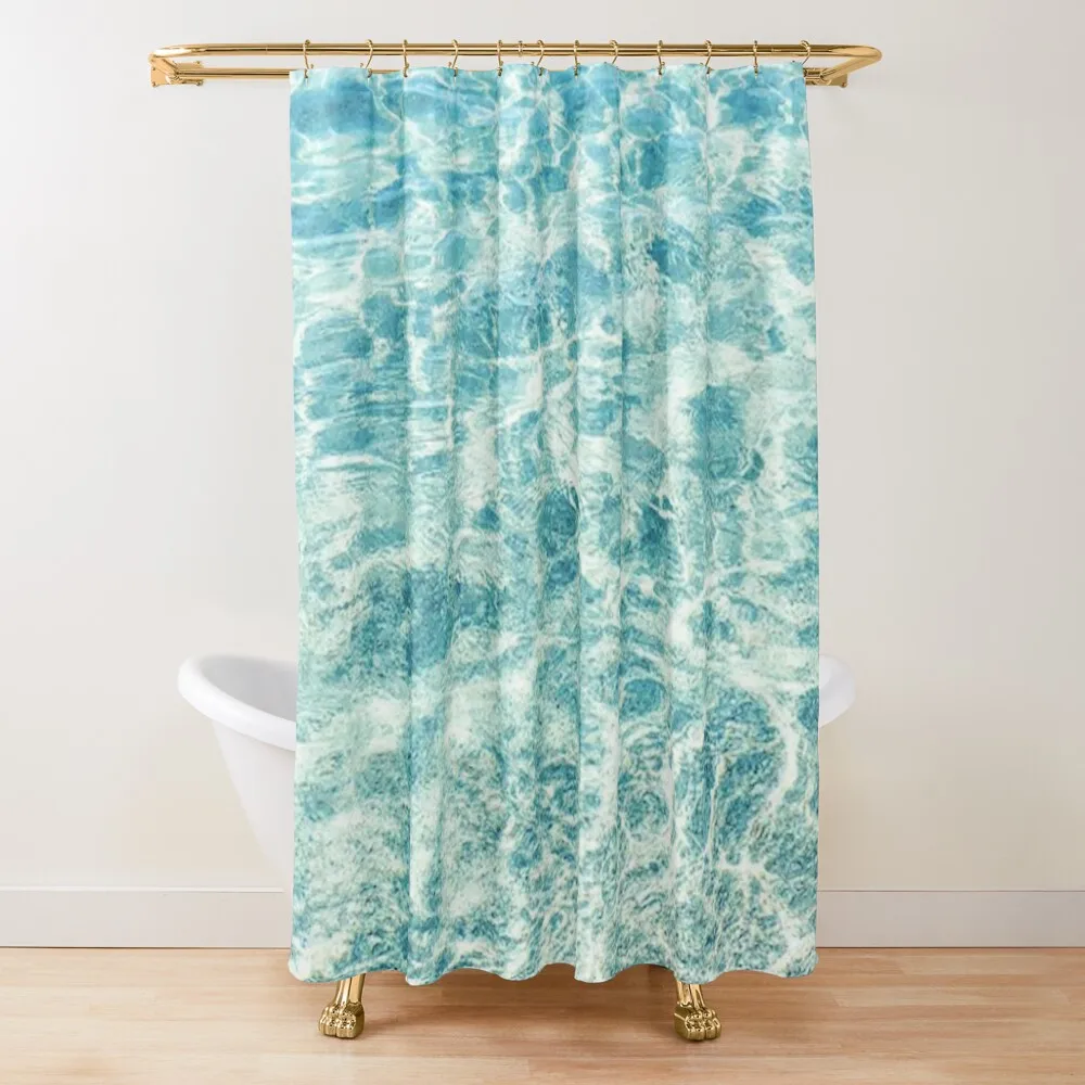 

Crystal Clear Aqua Blue Ocean Water Shower Curtain Waterproof Bath And Anti-Mold Cover Curtain