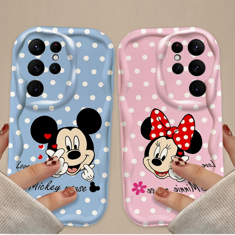 Disney Mickey Minnie Case For Samsung Galaxy S24 Ultra S23 S22 Plus S21 S20 FE A25 A55 A35 A15 A16 A05 A05S A06 Silicone Etui