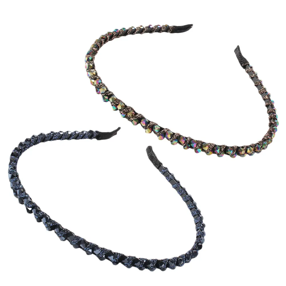 

2 Pcs Alloy Head Hoop Fashion Style Headband Women Tiara Wedding Headdress Grace Dark