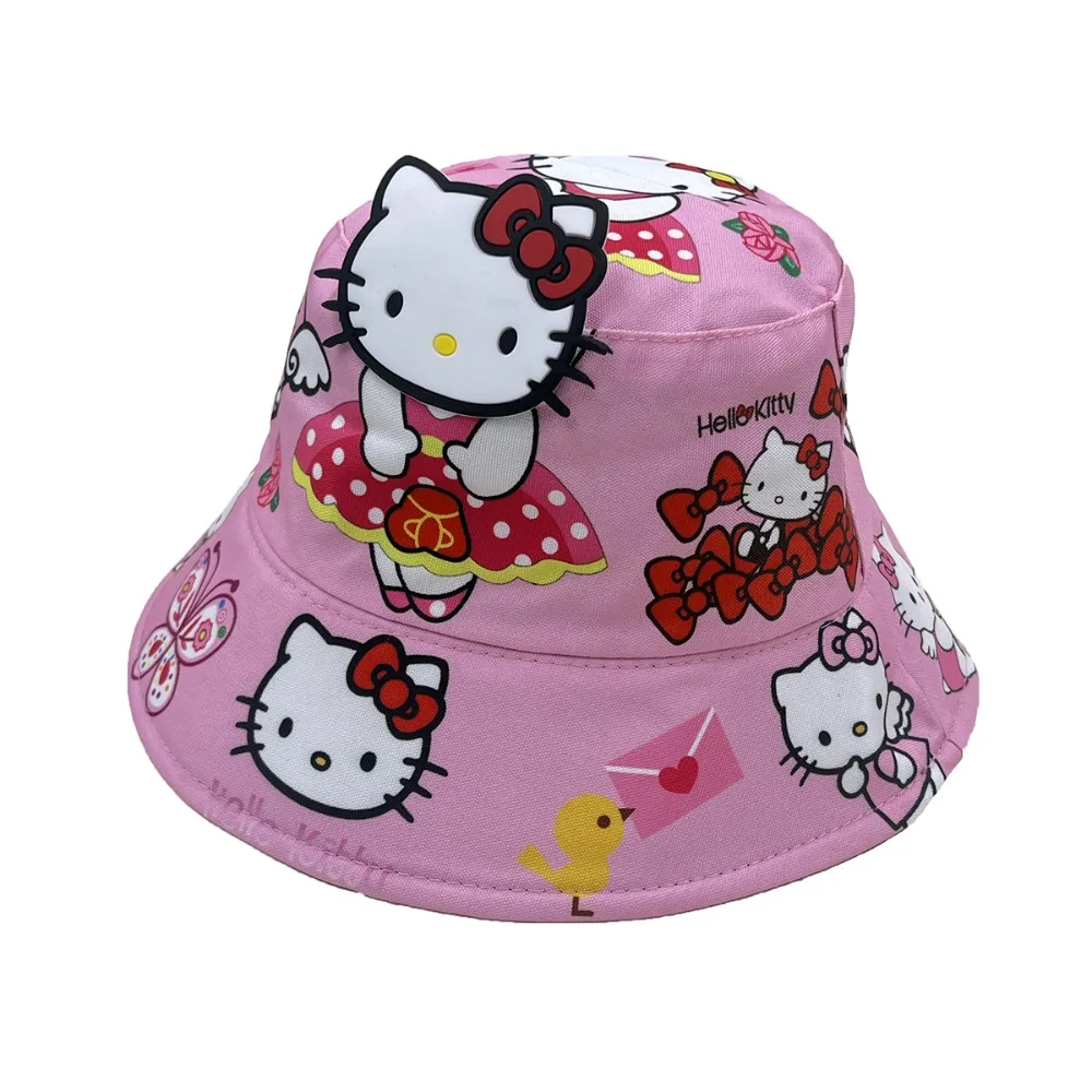 

Sanrio Hello Kitty Kuromi My Melody Kids, милая панама, летняя уличная солнцезащитная кепка, пляжная шляпа от солнца с затенением для девочек с героями мультфильмов