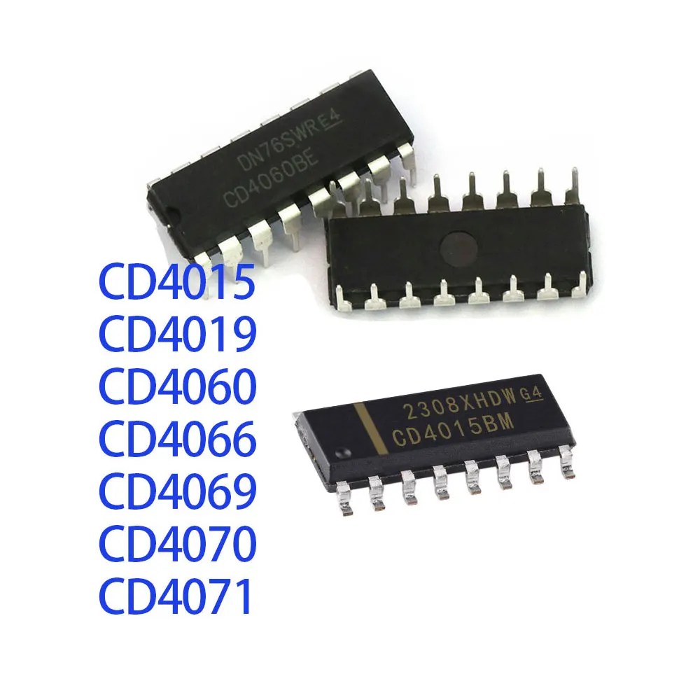 10PCS CD4015 CD4019 CD4060 CD4066 CD4069 CD4070 CD4071 SOP DIP IC Chip