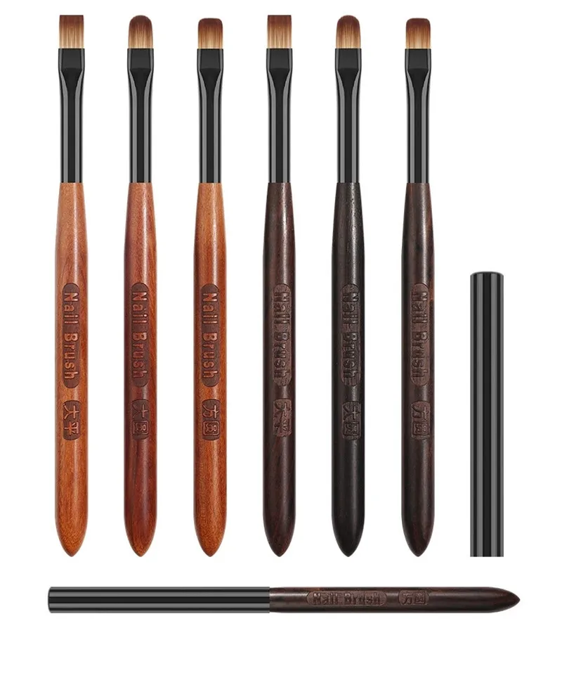 1PC Acryl Nagel Pinsel Stift für Pulver Maniküre Runde Holz Griff Gel Builder Pinsel Werkzeuge – Detail 3