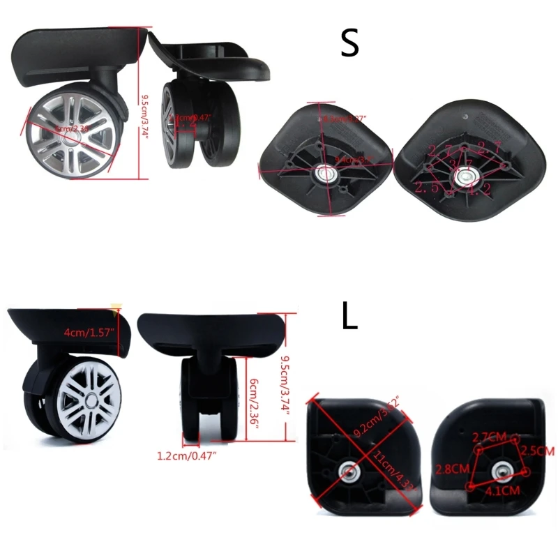 A65 Trolley Luggage Wheels Luggage Swivel Left and Right Wheels DIY Suitcase Replacement Parts for Most Suitcases