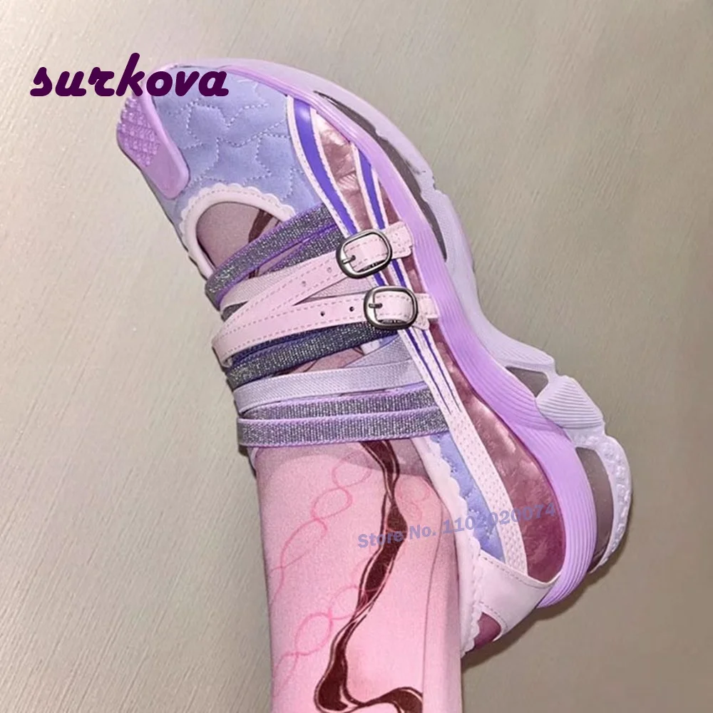 

Suede Buckle Strap Pumps Round Toe Hollow Out Dance Shoes Shallow Mary Janes Sneakers Women's Pumps Elegant Newest Casual Spring