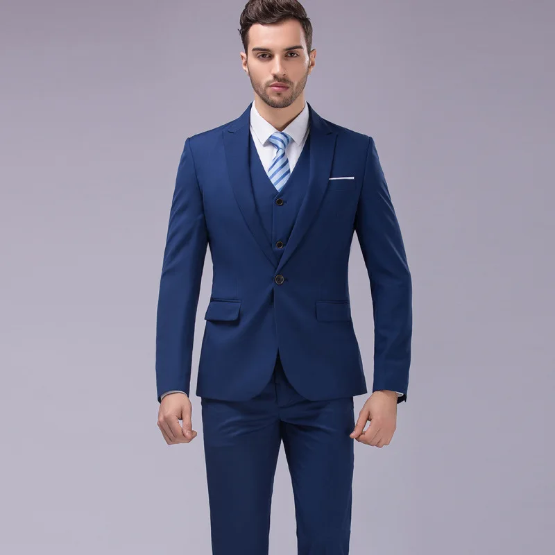 

Men's Tailored Suiting Casual Wedding Outfit Slim Fit Korean Sle Cotton Blend Single Button Notch Lapel Busin Suit