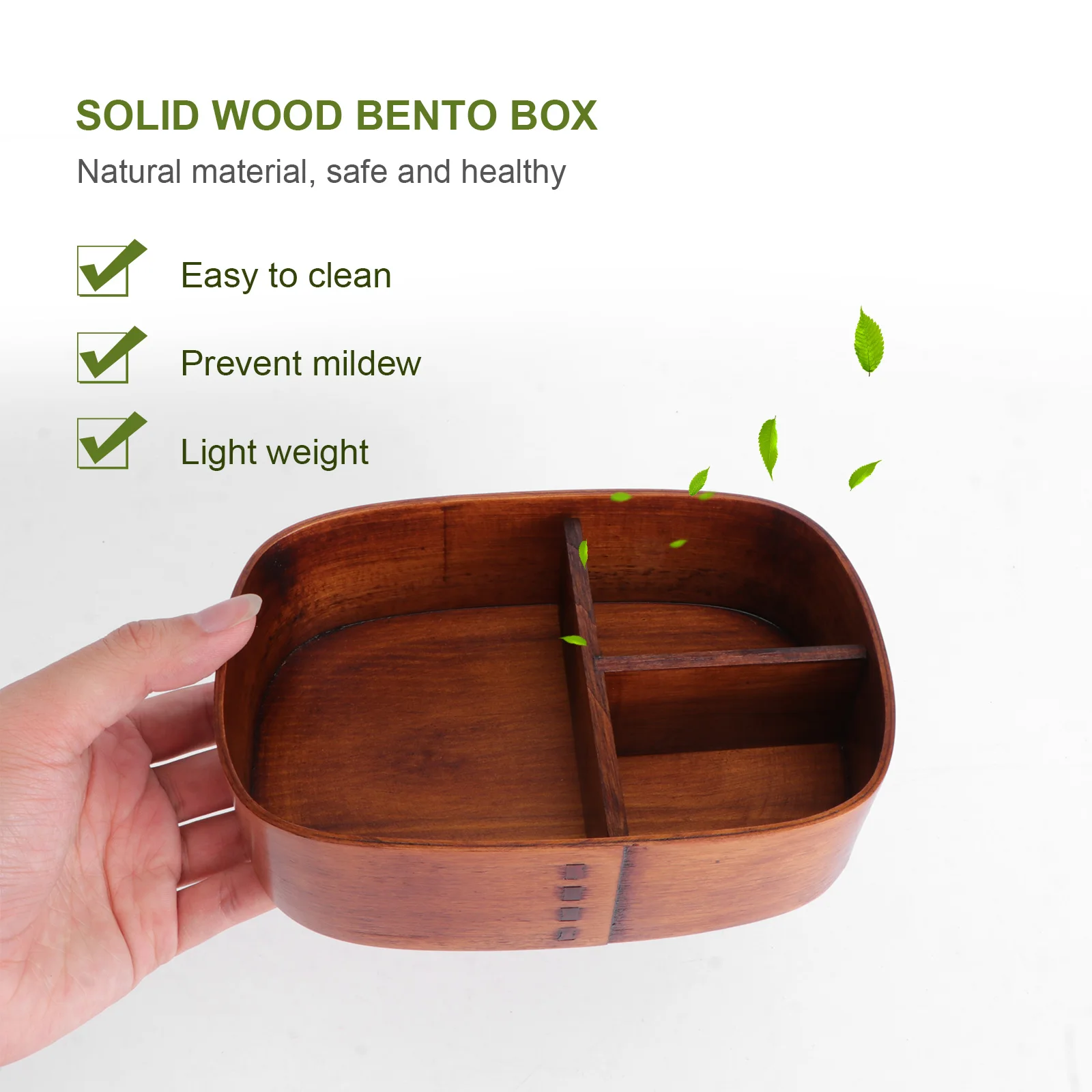

Lunchbox Wooden Japanese Natural Wood Eco-friendly Sushi Box Portable Food Storage Container(Coffee,Long Clause)