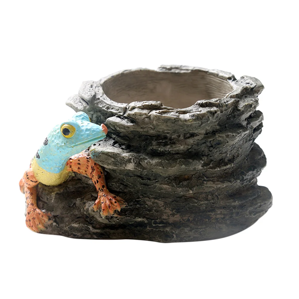 

15x11x8cm Resin Lizard Mountain Flowerpot Dark Grey Decorative Succulents Planter for Office Home Garden Indoor Outdoor Use