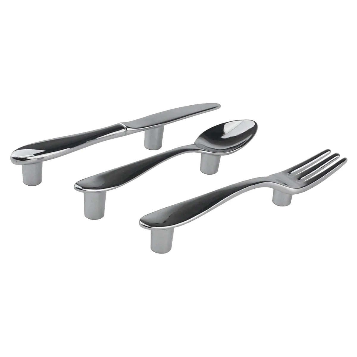ABZV-6 PCS Faca Colher Garfo Armário de Cozinha Gaveta Puxadores Puxadores 3-Polegada Centro para Centro (Prata)
