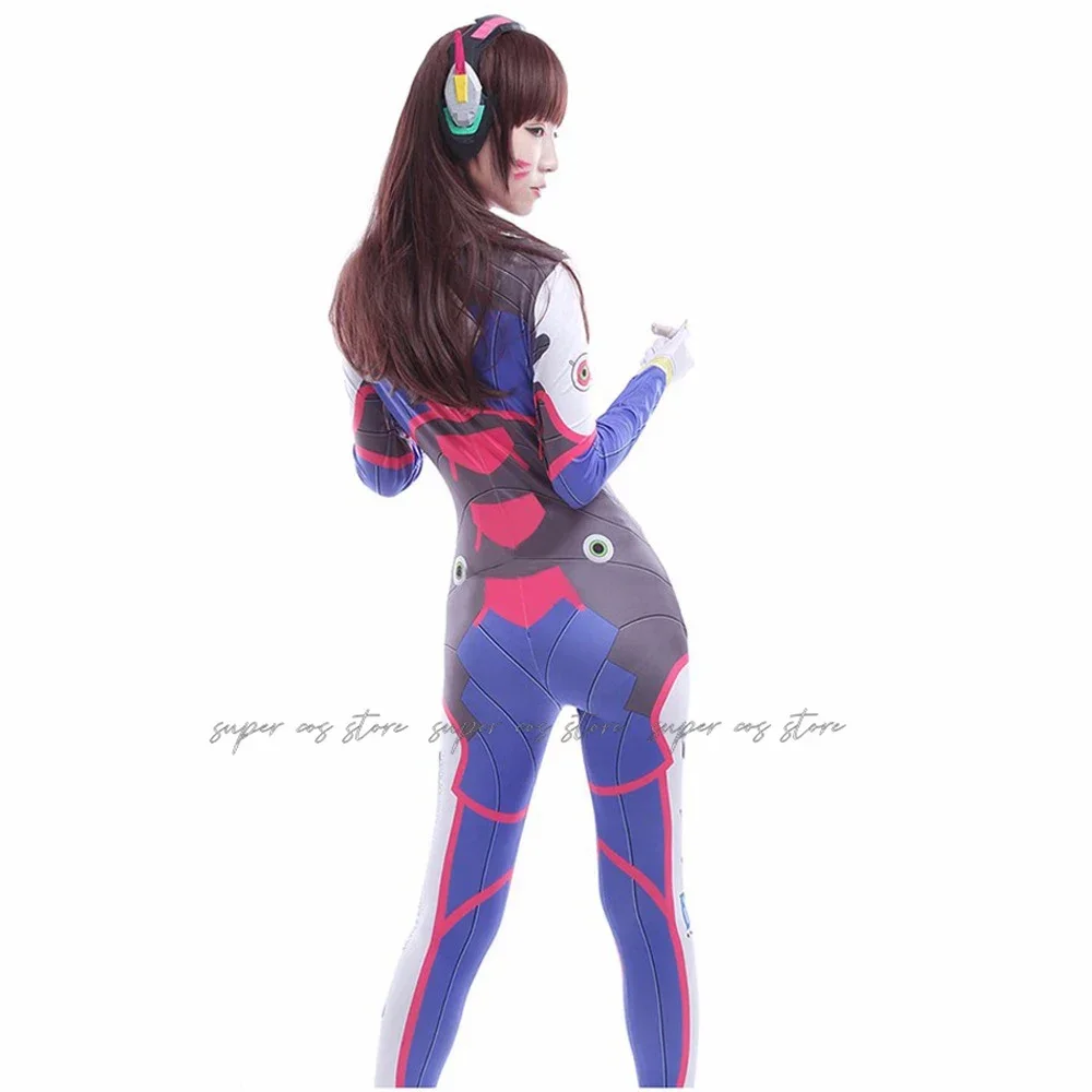 Anime Donna Tuta Collant Dva Costume Cosplay Gioco Zentai Parrucca Puntelli Cosplay Tuta per cuffie D.Va Cos Costumi di Halloween per feste