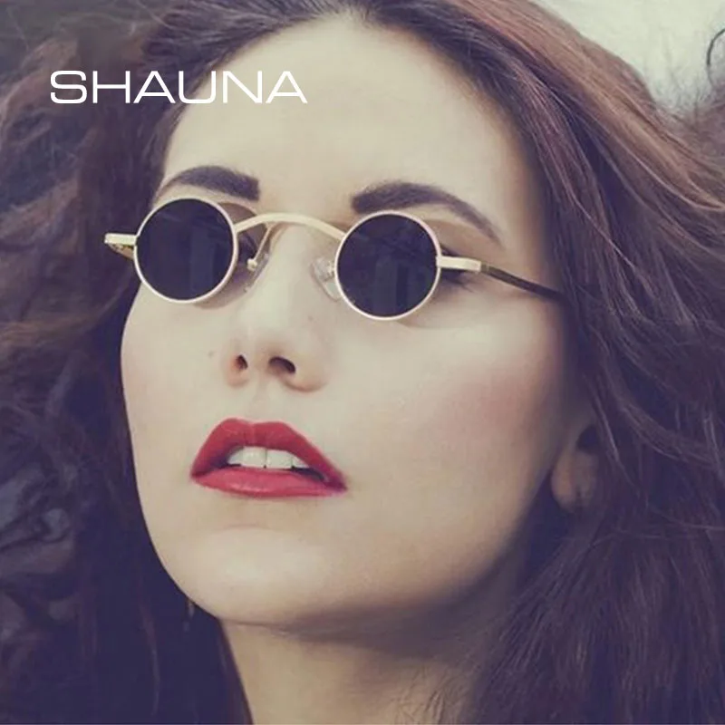 SHAUNA Szeroki mostek Retro Rock Punk Okulary przeciwsłoneczne Klasyczne małe okrągłe przezroczyste czerwone okulary przeciwsłoneczne UV400 — zdjęcie 3