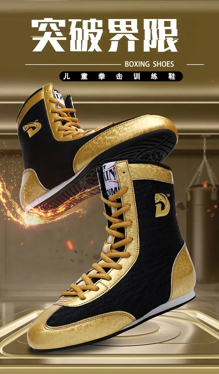 Luxury Wrestling Shoes for Professional Boxers, Light-Weight Boxing Footwear for Children with Anti-Slip Soles