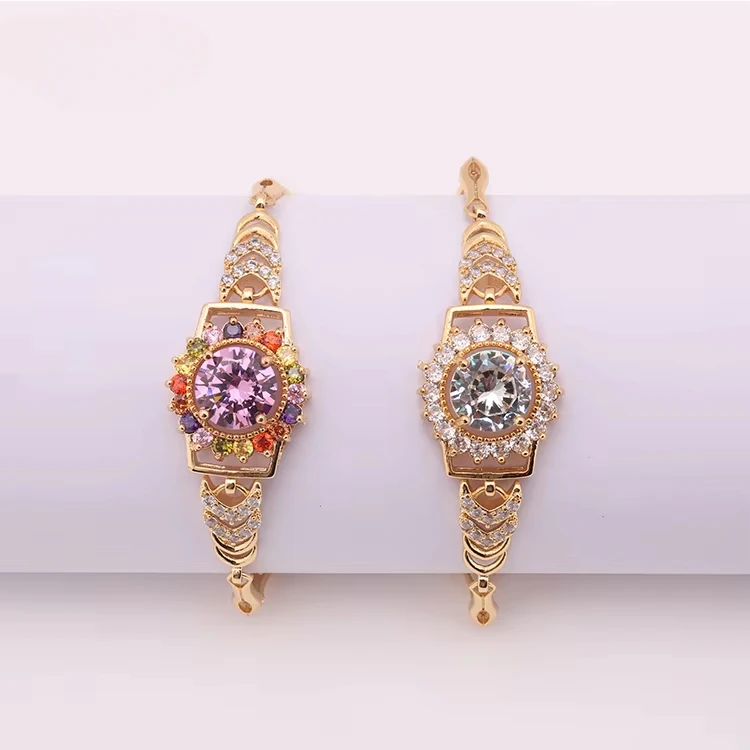 

High Quality New Fashion Adjustable Wire 18k Gold Plated Zircon Bangle Bracelets Jewelry for Women