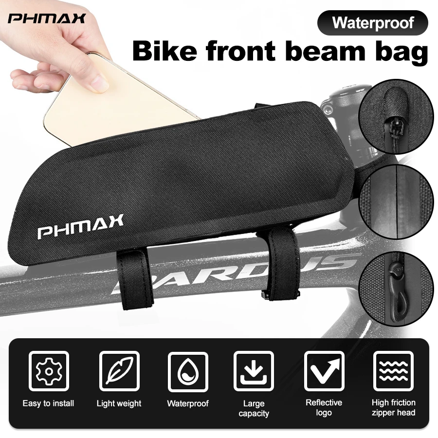 

PHMAX Windproof Waterproof Ultralight Road Bicycle Tool Beam Bag Cyclocross MTB Front Beam Bag Bicycle Headtube Bag 2024 TPU