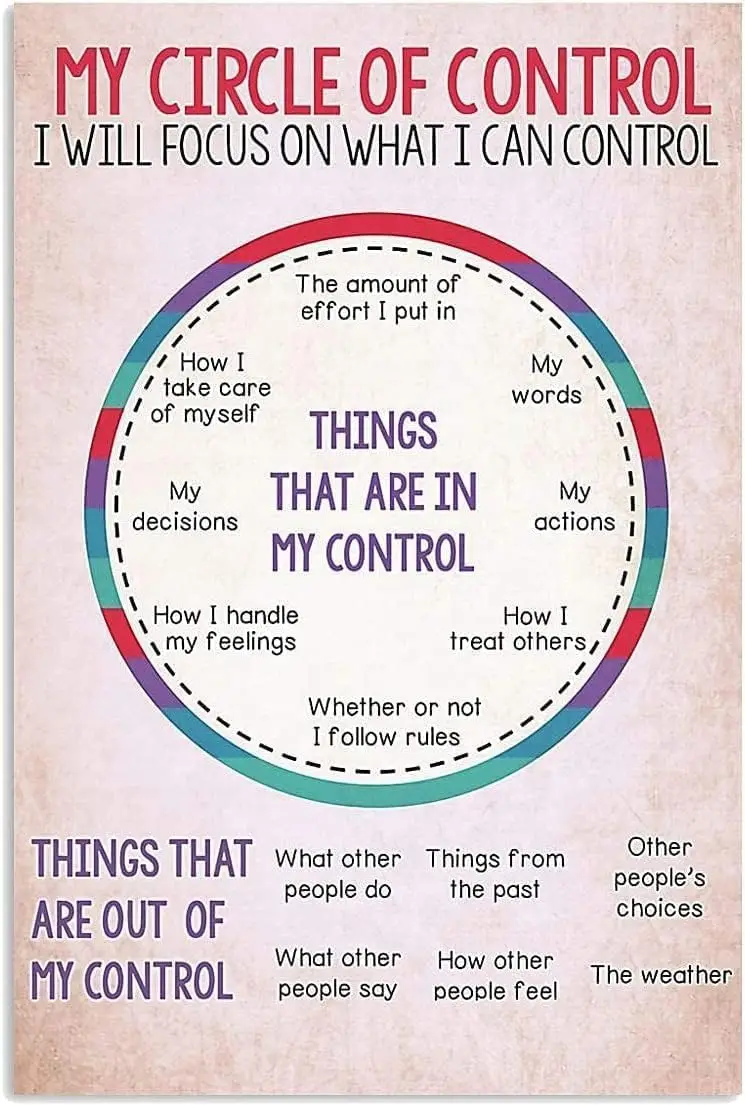ESETASOT My Circle Of Control Metal Signs Things That Are In My Control Tin Posters Office Decor Aluminum Plaques Social Workers