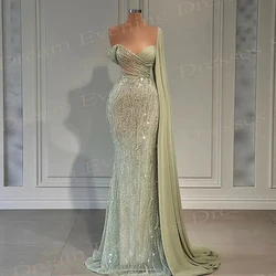 Generous Green Mermaid Sparkling Evening Dresses Strapless Sleeveless Prom Gowns Custom Made For Formal Party Vestido De Fiesta