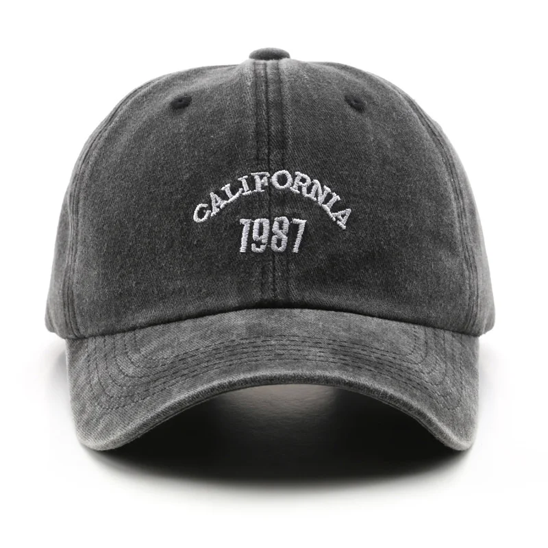 Vintage haftowane 1987 czapka z daszkiem zmiękczana bawełna tata kapelusz Distressed czapka typu Snapback kapelusz słońce czapka typu Trucker