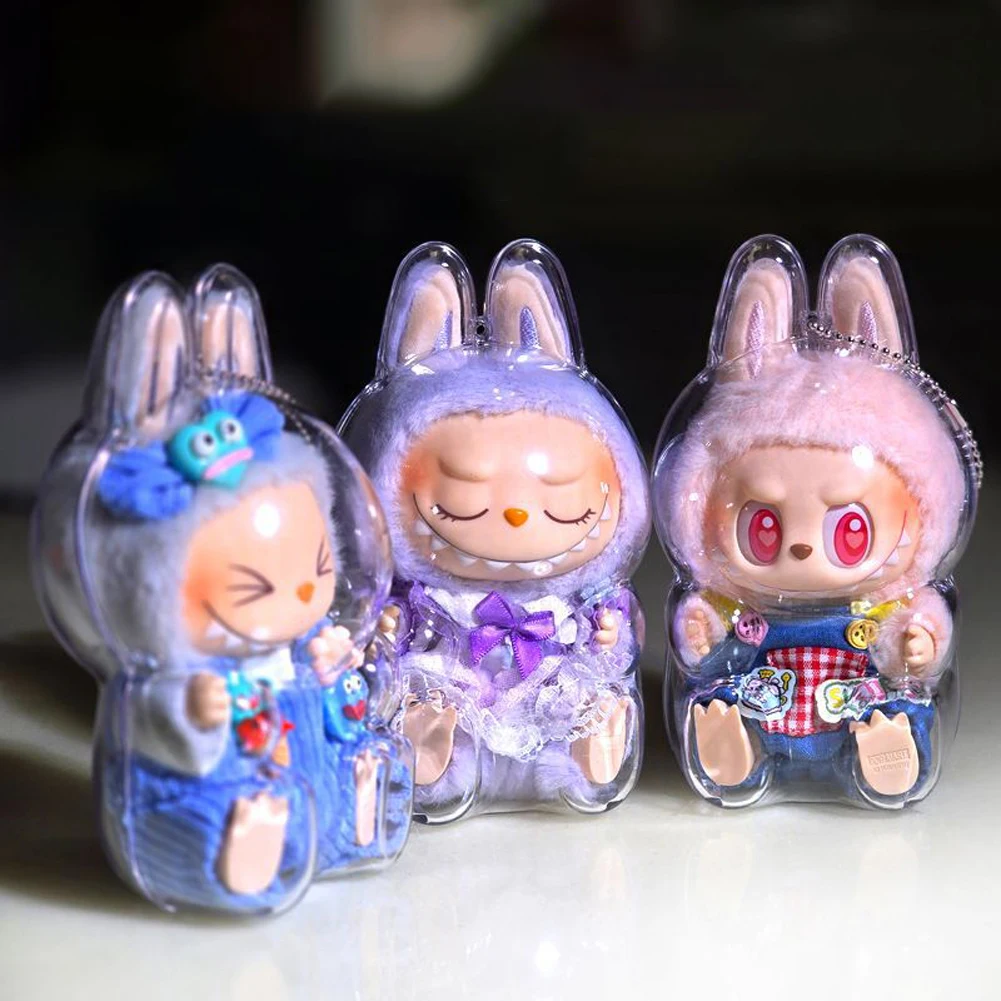 

For Labubu Transparent Protective Cover Dustproof Vinyl Doll Storage Box Cute Elf Plushie Display Cover for Sitting Party Dolls