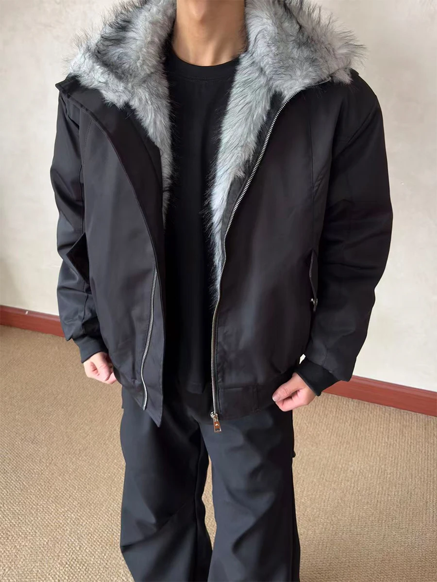 Fashion Pocket Decoration Parkas Men 2025 Winter New Lapel Loose Comfort Parkas Male Handsome Solid Color Long Sleeve Warm Coats