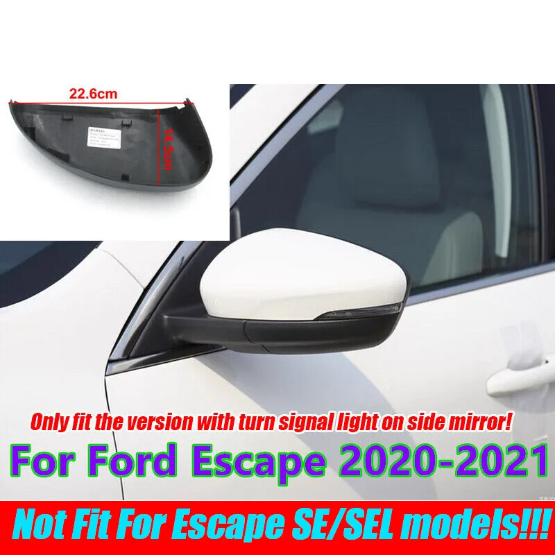 

For Ford Escape 2020-2021 Left White w/ Turn Signal Hole Side Mirror Cover Cap