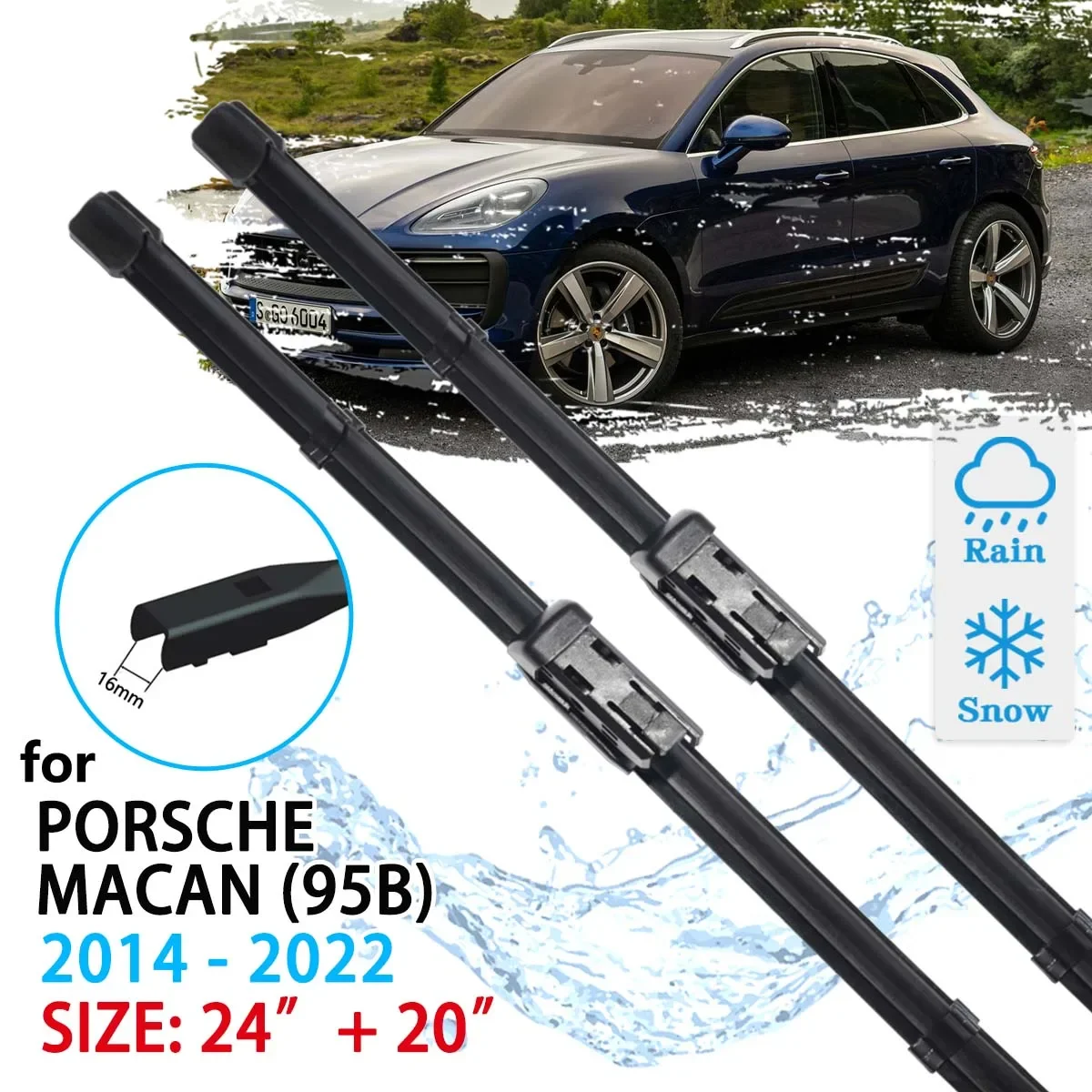 Do Porsche Macan 95B 2014 2015 2016 2017 2018 2019 2020 2021 2022 Szyba przednia Akcesoria samochodowe Pióra wycieraczek samochodowych przednich — zdjęcie 2
