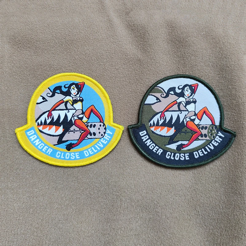 Danger Close Delivery Female Soldiers Shark Missiles Embroidery Patch Tactical Badge for Clothing And Backpack Decoration