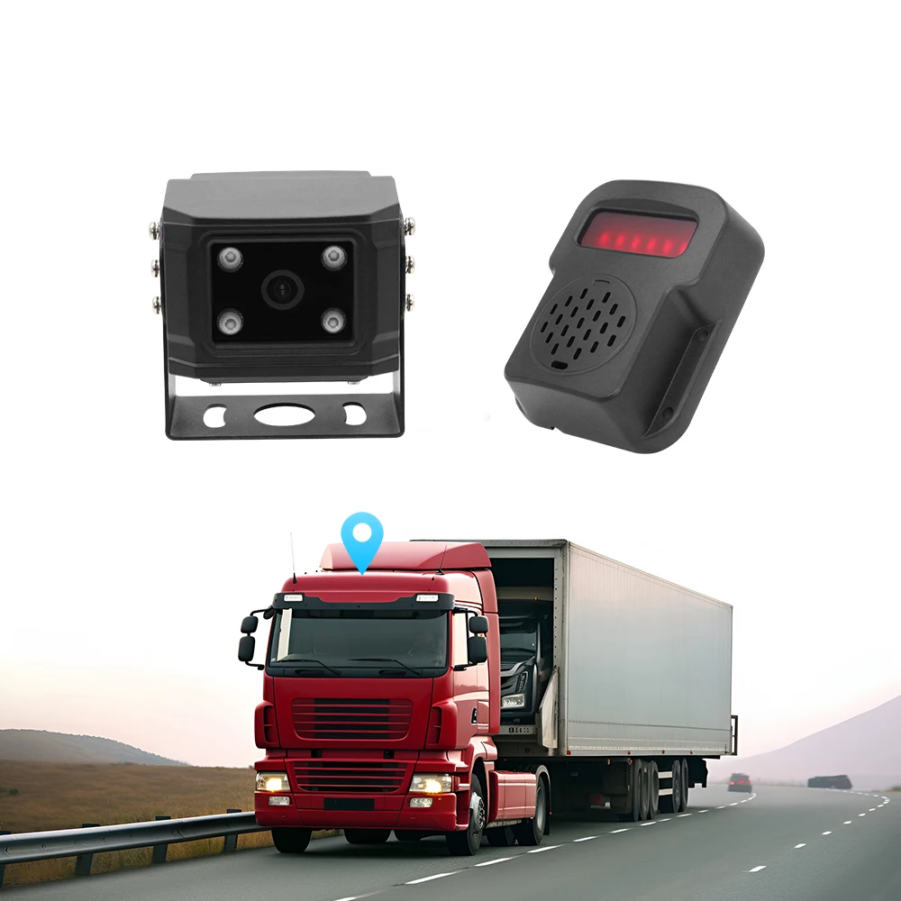 4G Network GPS Positing AI Camera +Blind Spot Radar BSD Alarm Speaker For Truck Bus Car Pedestrians Detection Camera Warming Kit