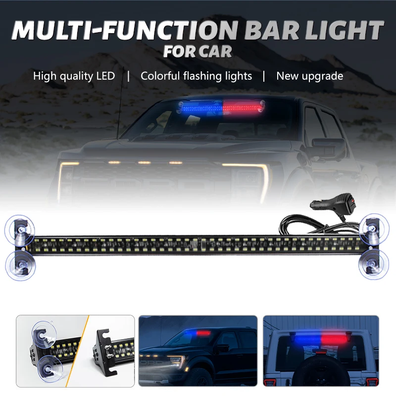 

LED Strobe Police Lights For Auto Emergency Grill Warning Lamp 80 led Windshield Bar Traffic Advisor Flashlight Car Accessories