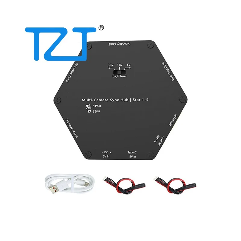 TZT Multi-Camera Star-type Sync Hub with 2/5 Sync Cables Support for ORBBEC Gemini 330 Series/2/Astra 2 Depth Cameras