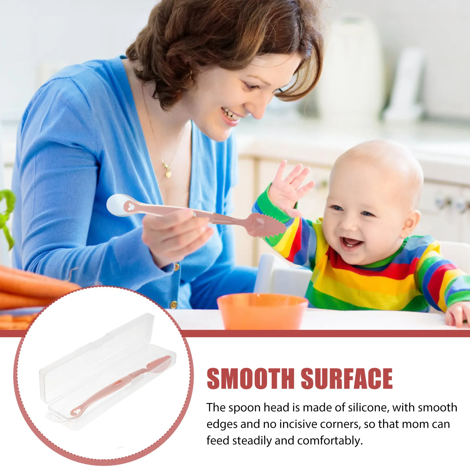 

1Pcs Fruit Baby Feeding Spoon Double Head Design for Puree and Cooked Food Portable Storage Box Included Smooth Safe Serrated