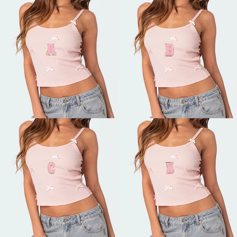 

Женский жилет на подтяжках с 26 буквами, Италия, тонкий плечевой ремень с бантом, тонкий жилет для вечеринки, клуба, сексуальный корсет, короткий топ, летний укороченный топ