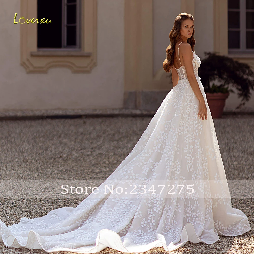 Loverxu-Vestido De Novia elegante, traje De Novia con cintas y tirantes finos, bordado, 2024