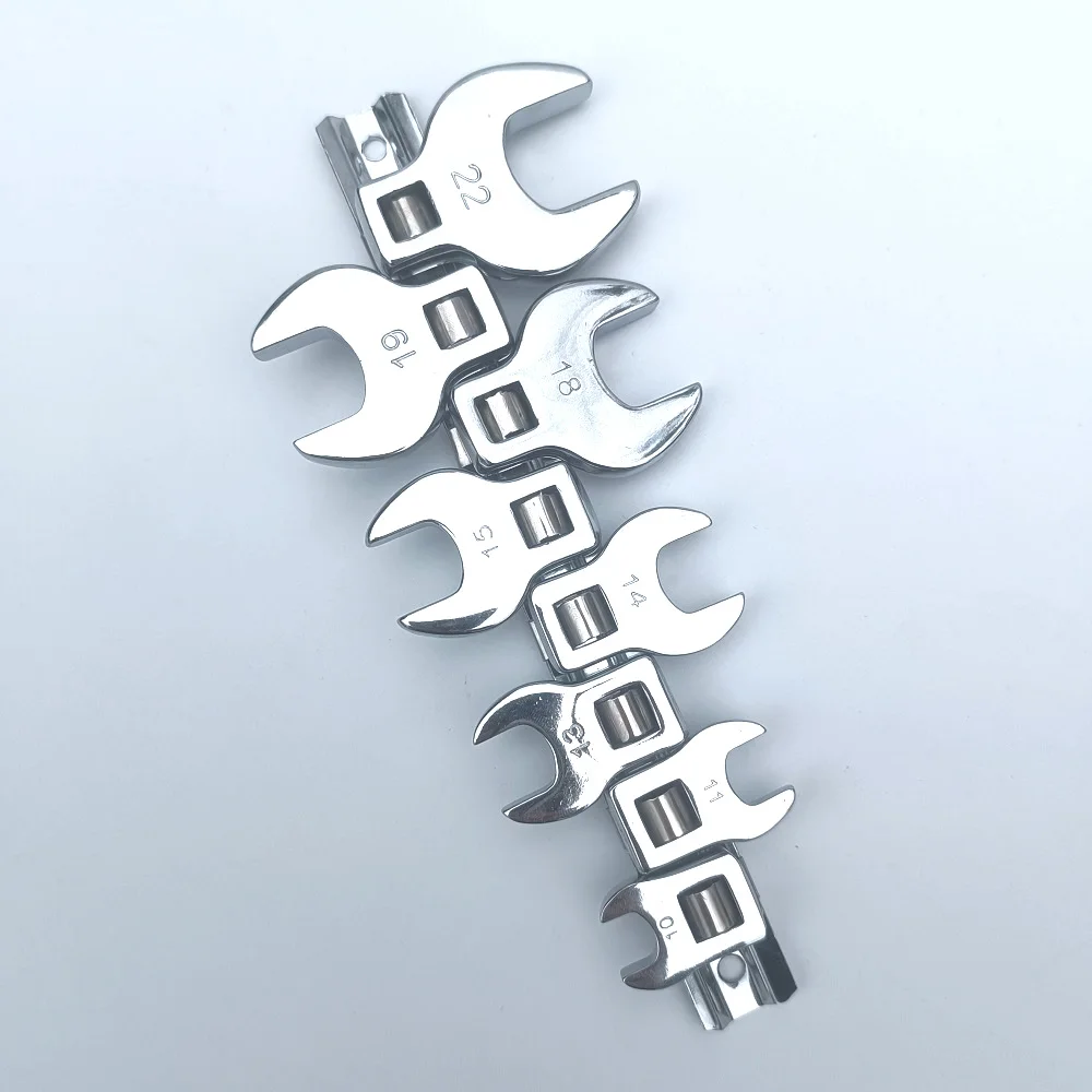 8 Pcs 3/8 Inch Drive Crow Foot Wrench Set Metric Chrome Plated Crowfoot Wrench 10 to 22mm