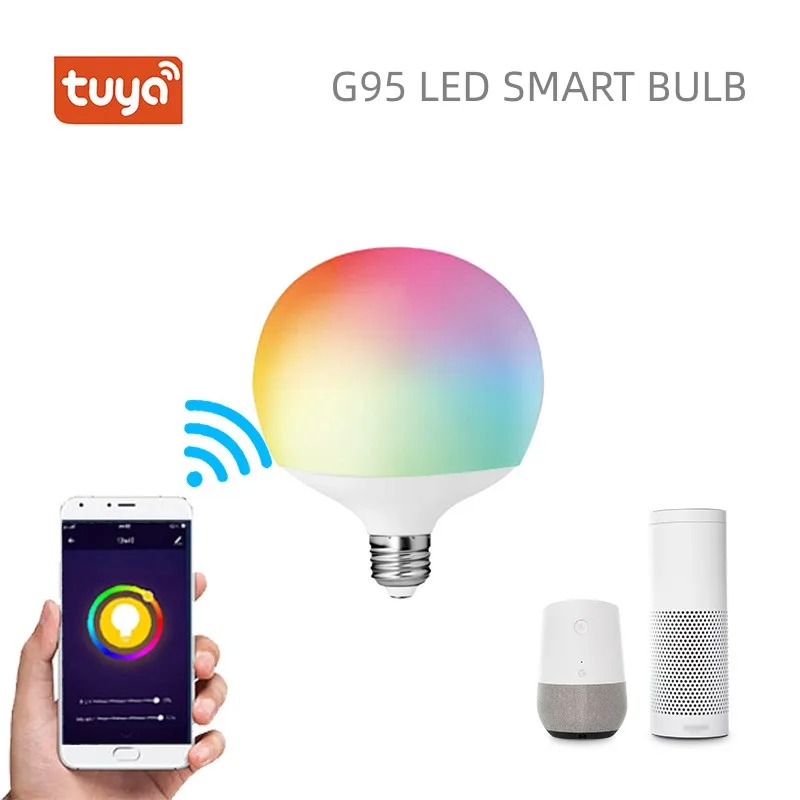 After You Tuya Wifi Smart Bulb Light G95 14W Spotlight Refect RGBCW Dimmable Lamp Google Home Alexa Remote Control Life Lampara