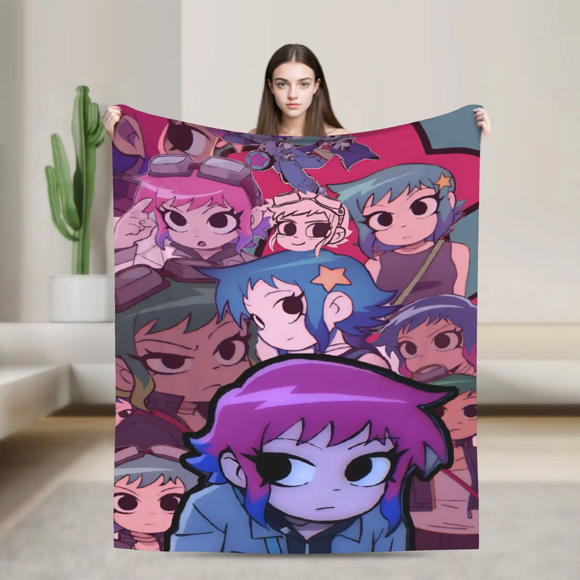Y2K Scott Pilgrim vs. the World Blanket Super Soft Flannel  Cozy Throw Blankets Machine Washable