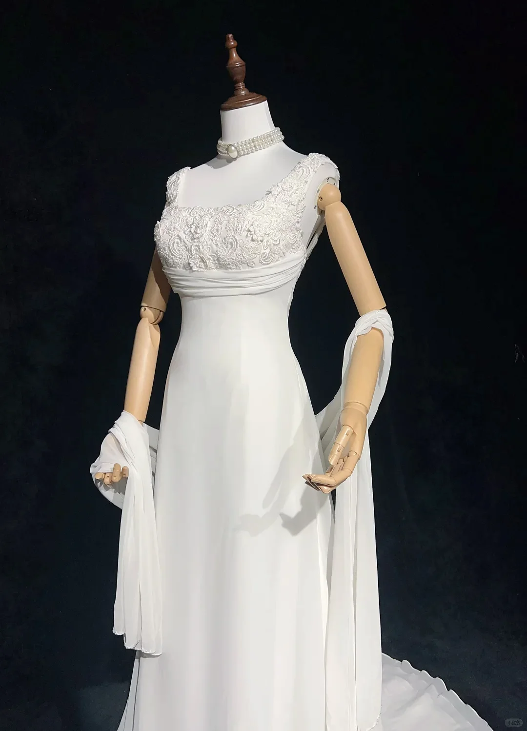 Robe de Demoiselle d'Honneur en Mousseline de Soie Blanche, Coupe Trapèze, Imprimé Floral, Dos aux, Châle Plissé, Mariage, Bal, Soirée