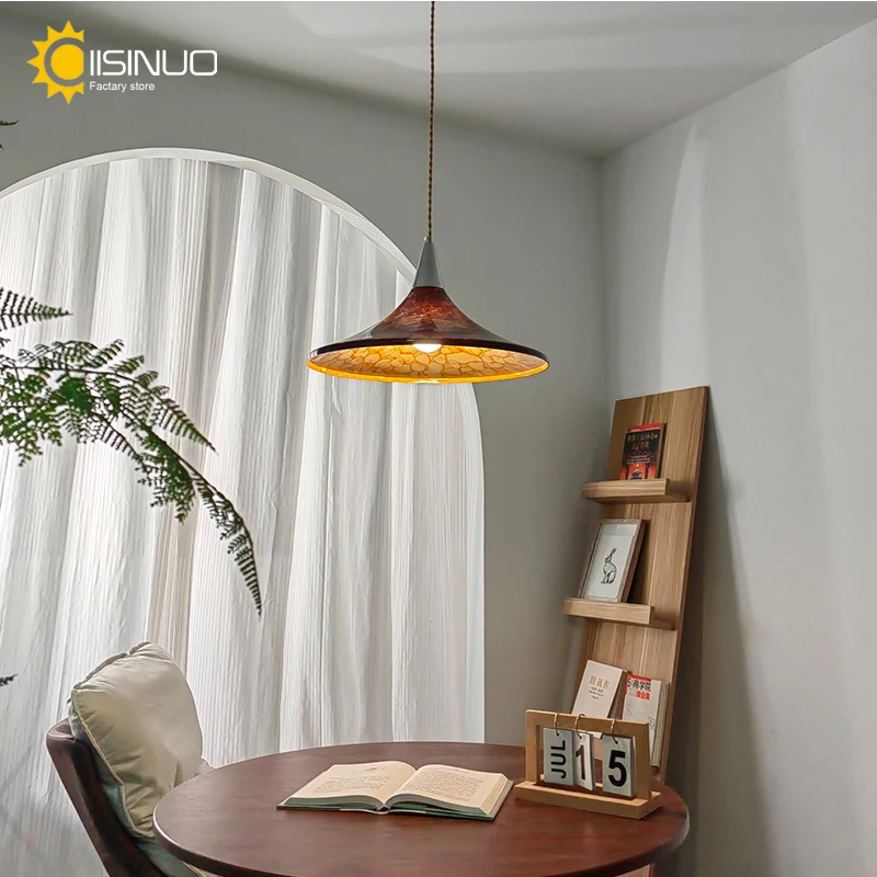 Vintage Acrylic Restaurant Pendant Light Lifting Retro Painted LED Ceiling Chandelier for Dining Kitchen Island Restaurant Decor image 4