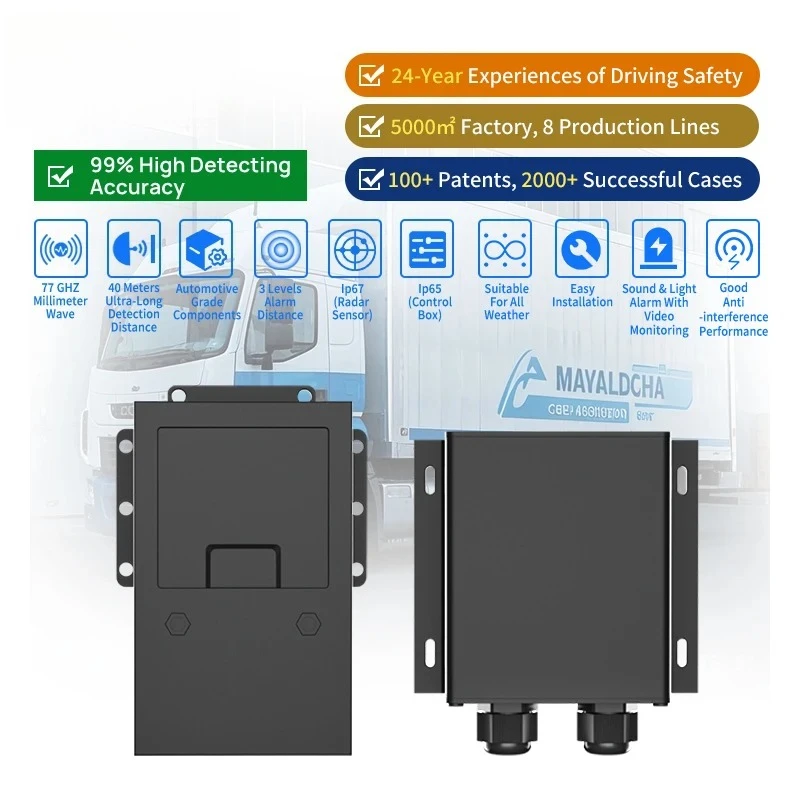 77Ghz AI 3 Level Alarming Range Radar Detection Avoidance System Sensor for Forklift and Bus Vehicle Fleet Management