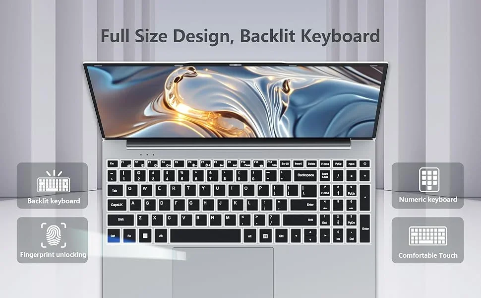 Intel 15.6 inch Laptop Intel Core I9 10980HK Notebook PC 16GB RAM 1TB SSD 1920*1080HD Office Gaming Study Home Use Computer Windows 11 Backlit Keyboard Fingerprint Unlock Laptop Computer