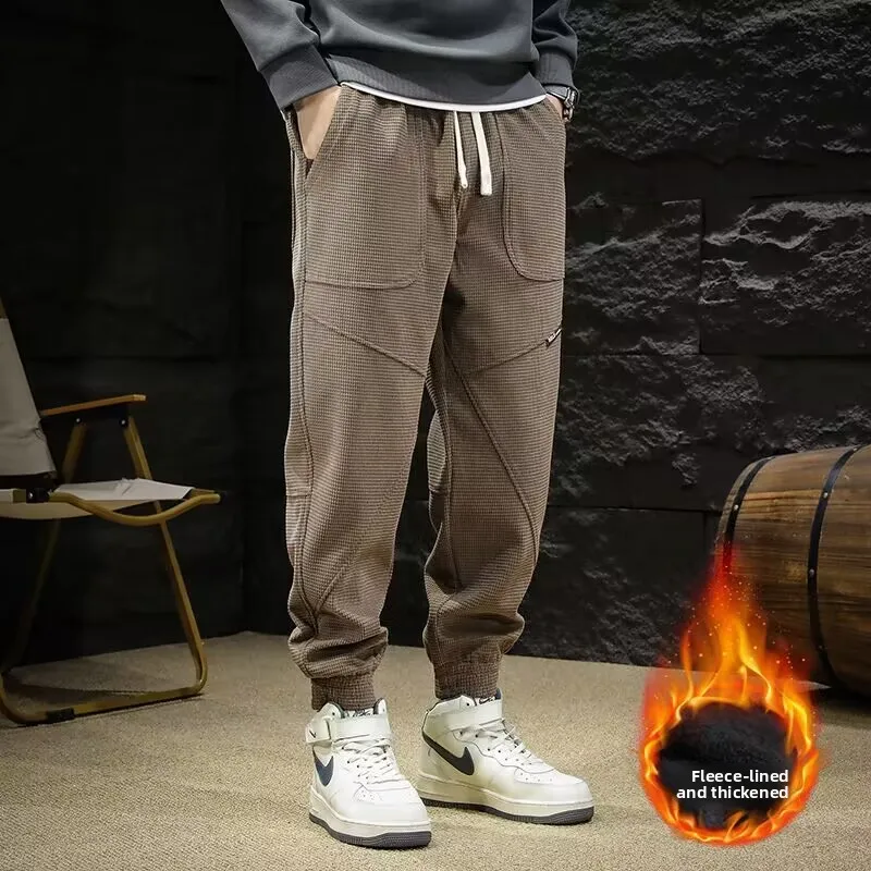 

Мужские вельветовые брюки в Корейском стиле, модная осенне-зимняя свободная повседневная рабочая одежда на подкладке большого размера с манжетами, новинка 2025 г.