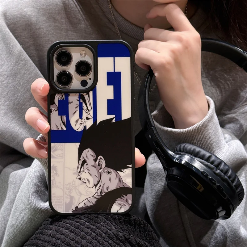 Luxury Dragon Ball Vegeta Goku Shockproof Case For iPhone 17 16 15 14 13 12 Pro Max Cartoon Anime Shockproof Protective Cover