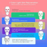 قناع الوجه LED مع الرقبة 7 ألوان العلاج بالضوء قناع الوجه الضوء الأحمر لمكافحة الشيخوخة تجديد جهاز تجميل البشرة سطع 6