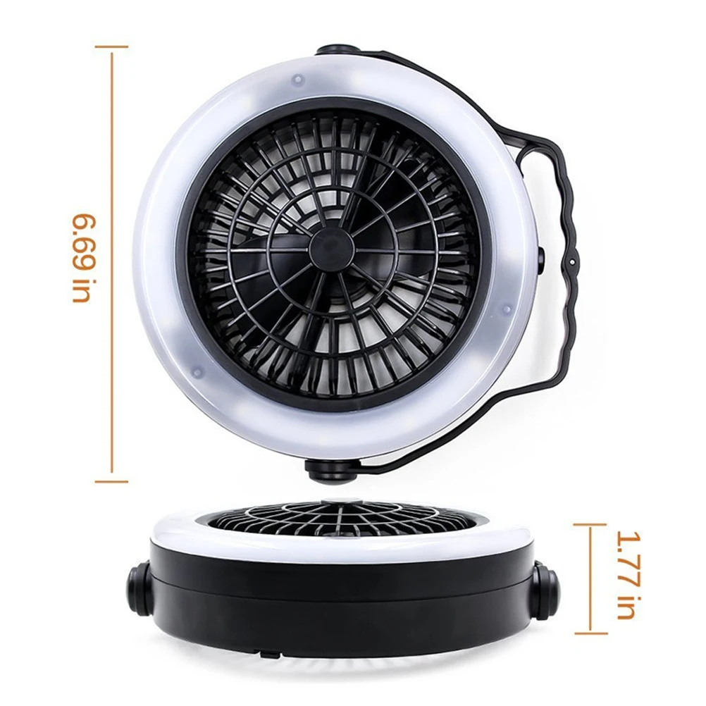 

Usb Camping Fan Lamp 18Led Portable Tent Light Outdoor Led Lamp Multi-Functional Black 360° Illumination Low