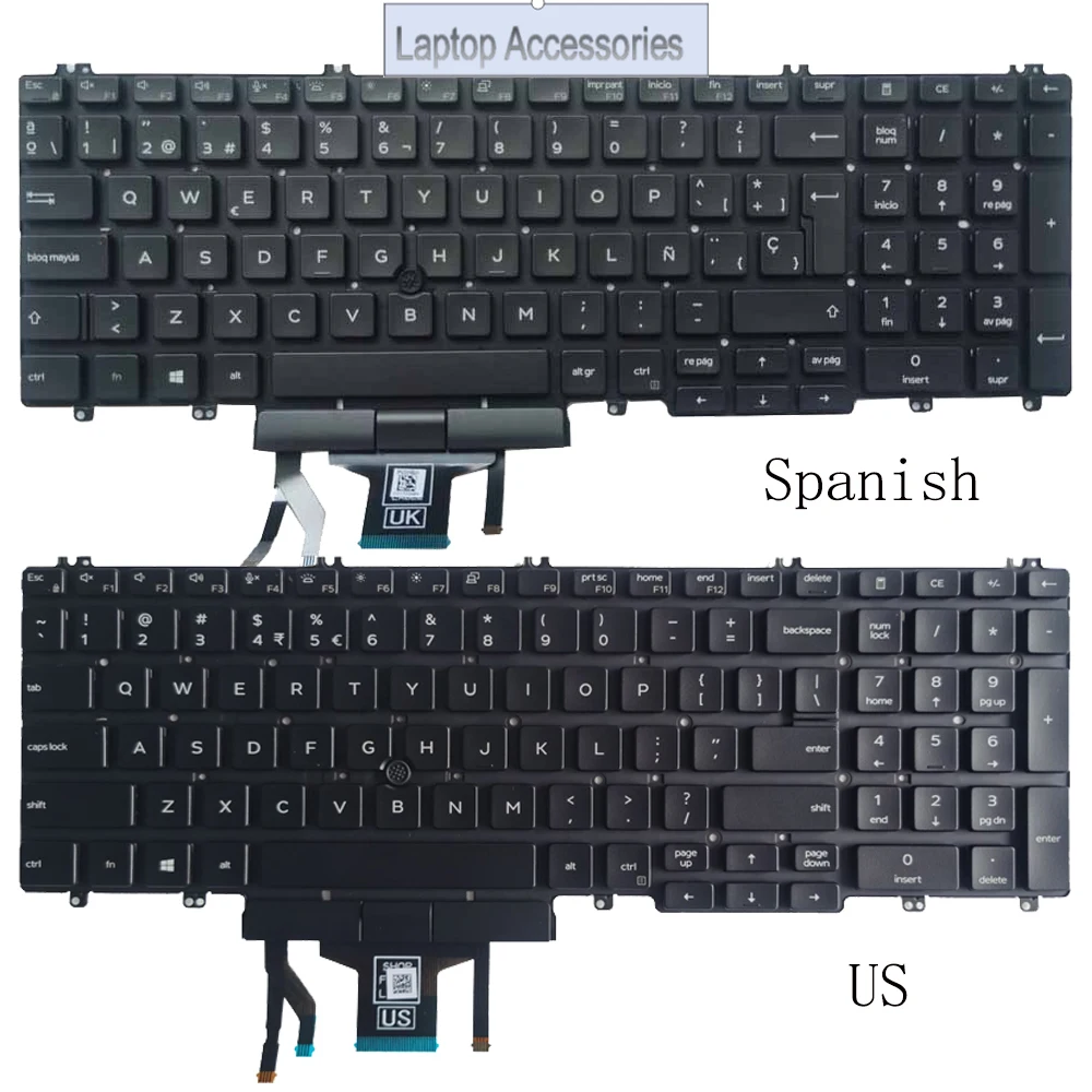 Backlit French/Spanish/US Keyboard For Dell Precision 3500 3501 3541 Latitude 5500 E5500 5510 5511 5501 With Mouse Stick 0XPYPV