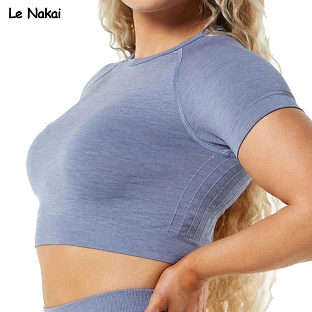 Amplify Crop Top Women Seamless Yoga Shirts Workout Tops For Women Seamless Gym Top Fintess Yoga Top Summer Sportswear