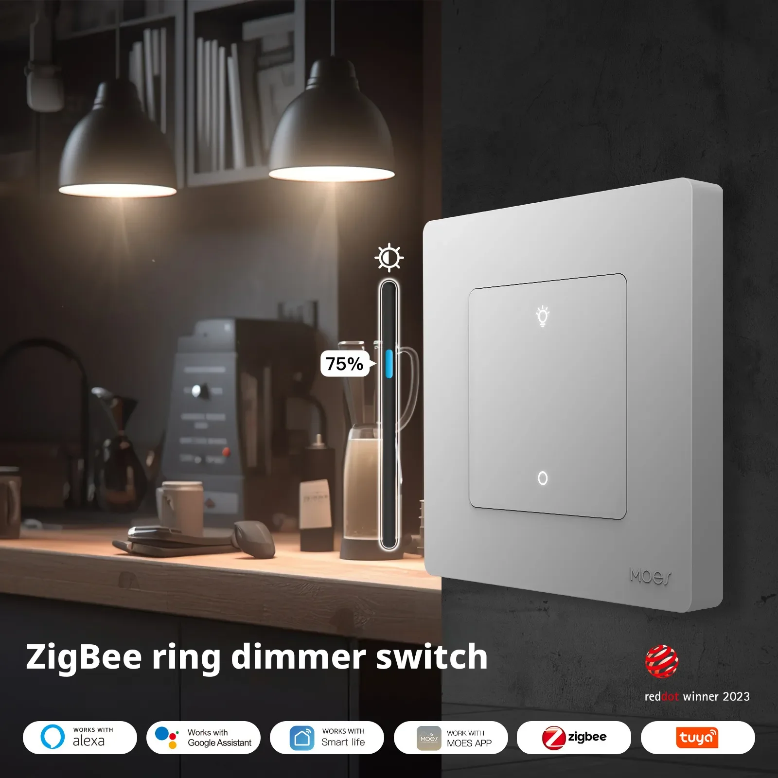 Tuya Smart Life Zigbee Eu Standard Rebound Button Dimming Switch Compatible With Alexa Google Assistant Moes App